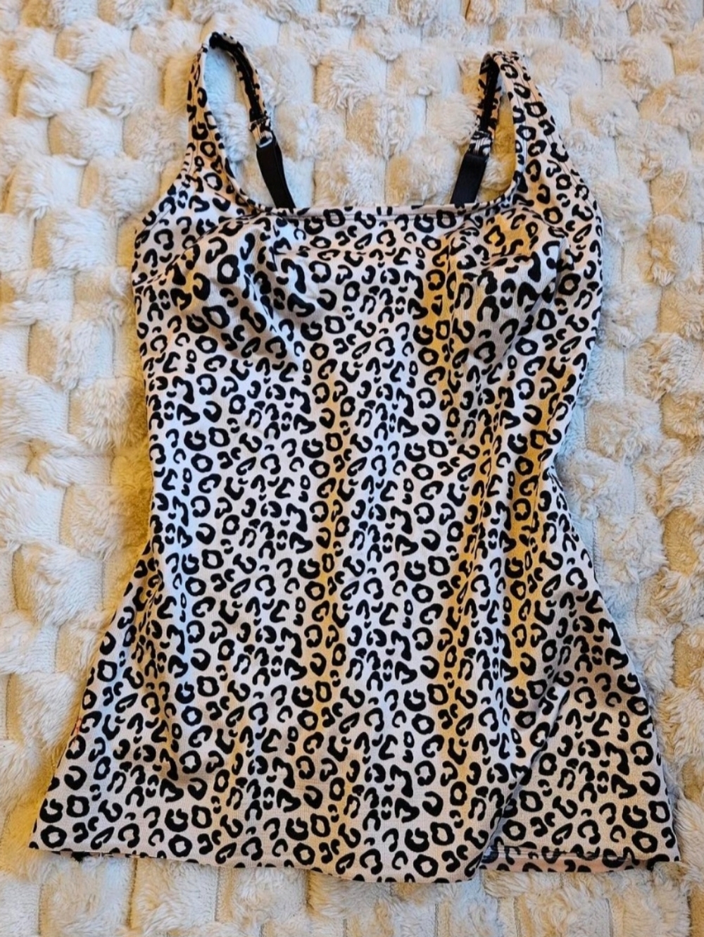 Ruby Ribbon Leopard Print Shapewear Tank - Black & Cream Women's Cami Size 32